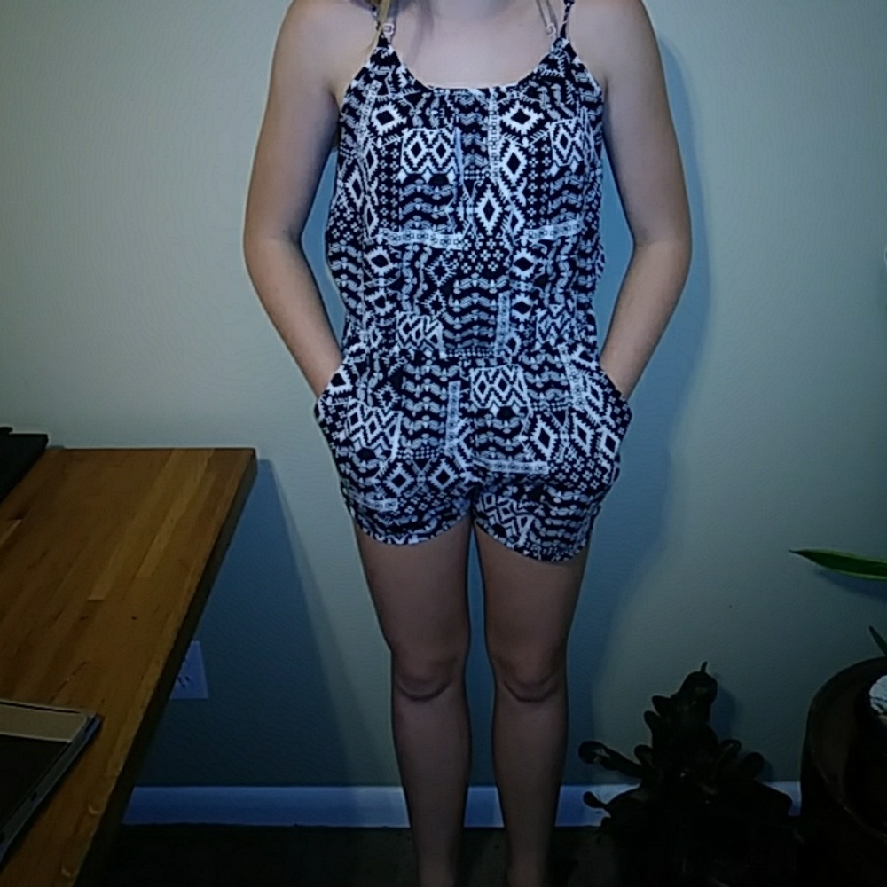 Black and white tribal pattern romper